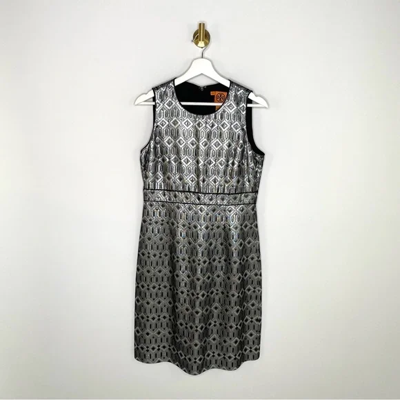 Night OutTory Burch Metallic Sheath Dress w Fitted Top Cocktail Party Classic